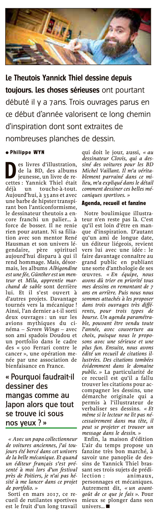 Article l'Avenir 2018 Yannick Thiel